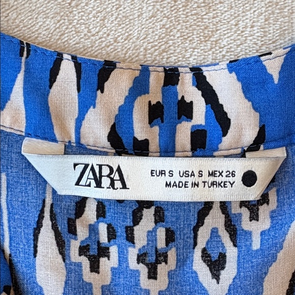 Zara Tiered Printed Button Down Long Sleeve Midi Maxi Shirt Dress Small - Picture 5 of 8